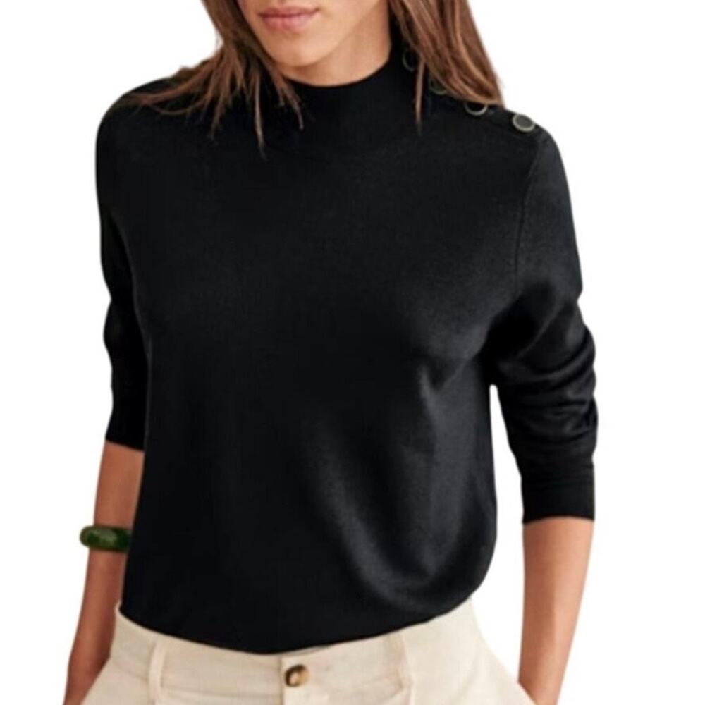 Sezane Jacob Jumper in Black 100% Merino Wool Size Small